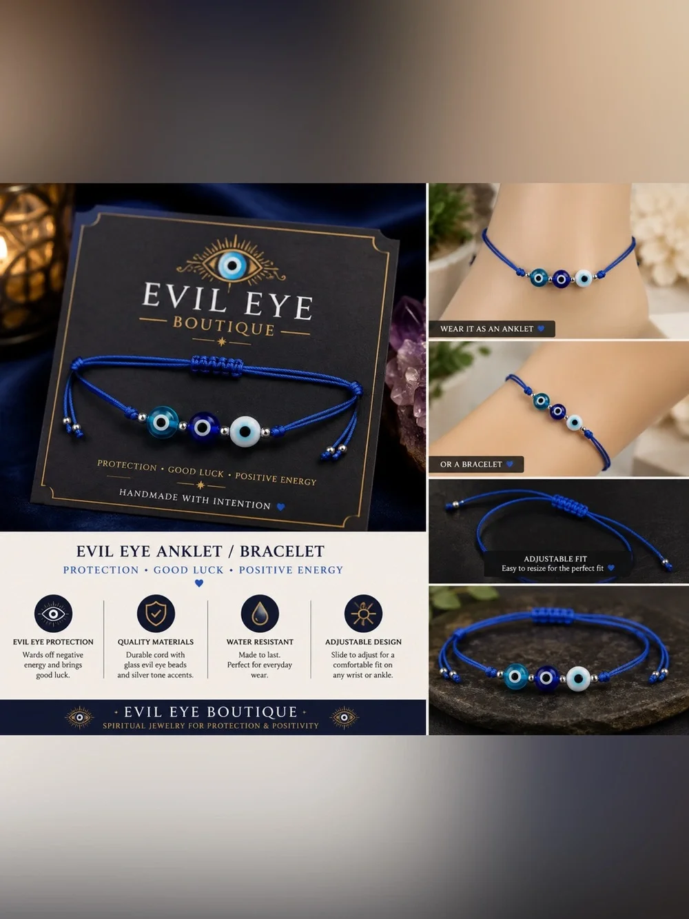 🧿🧿Blue Adjustable Anklet/Bracelet🧿🧿